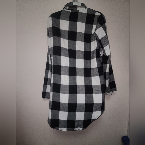SHEIN Black and White Plaid Flannel Shirt L - Picture 11 of 12